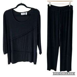 Chico’s Travelers Black Sz L 2 PC Stretchy Pant Suit